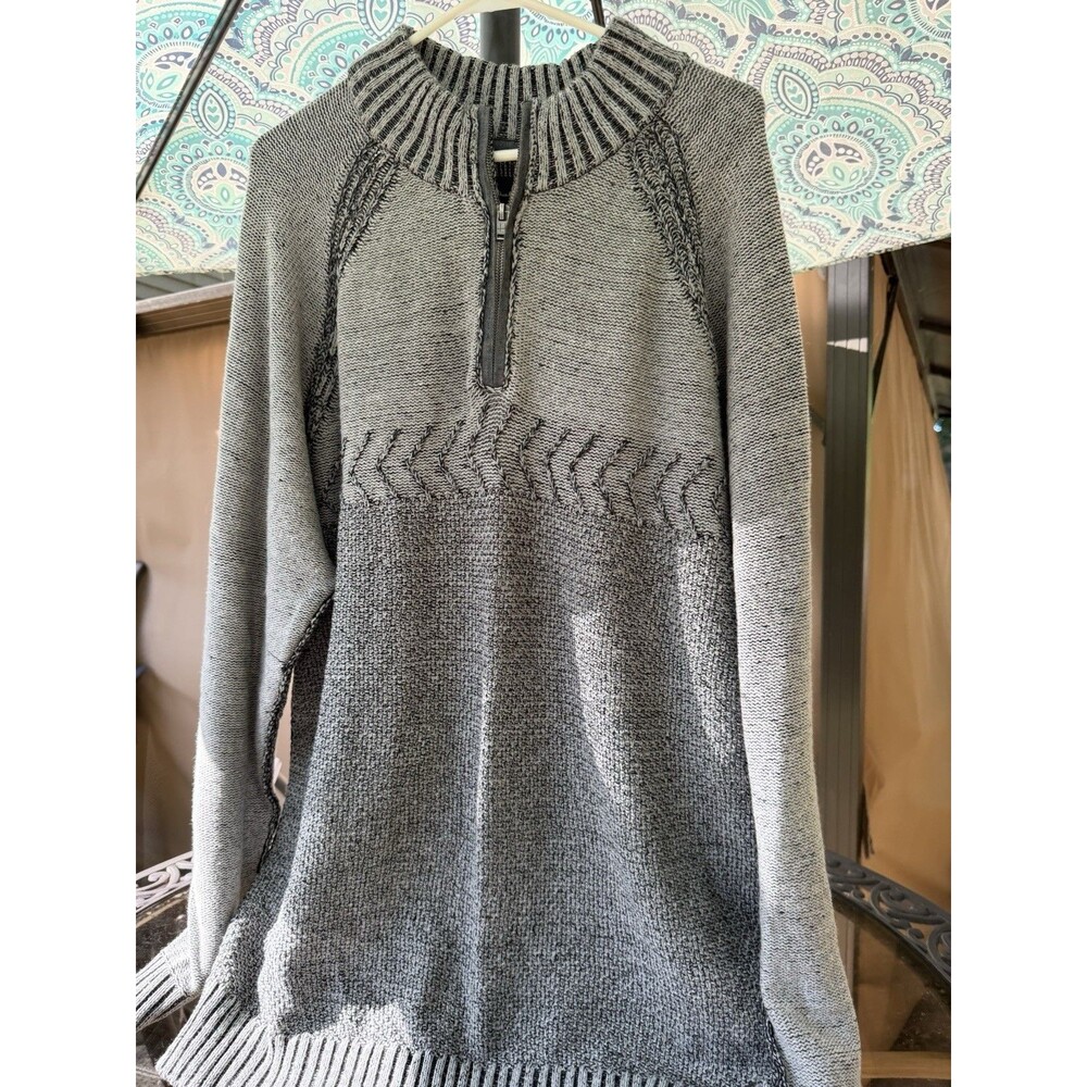 JB Holt Men’s XXL Quarter Zip Mock Neck Knit Pullover Sweater Gray Black
